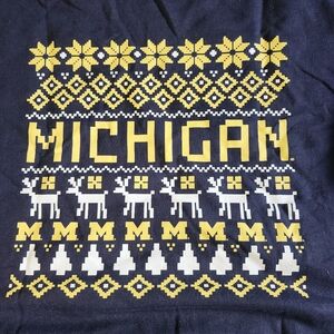 University Of Michigan College Holiday Sweatshirt Unisex Sz L Navy Collegiate,